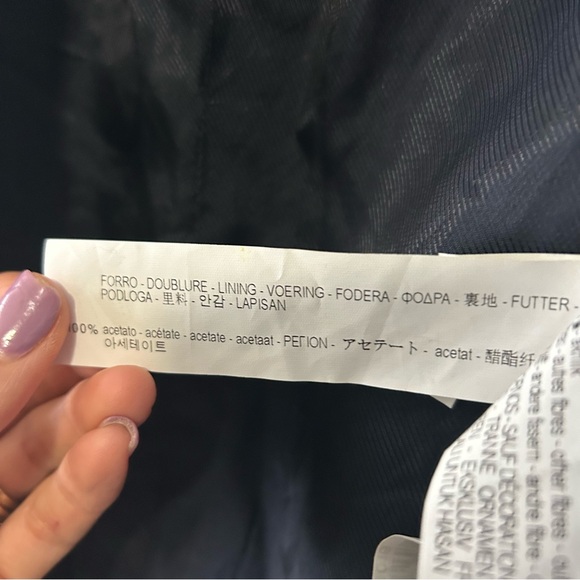 Zara Basics Trendy Blue and White Tweed Blazer with Pearl Trim Size XS - Picture 12 of 17